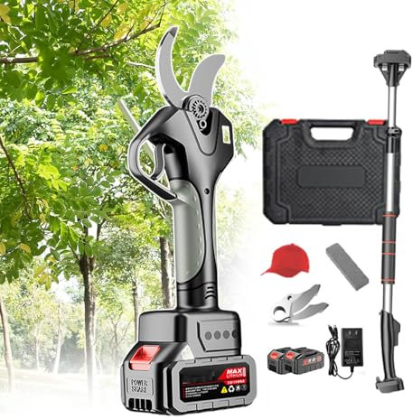 forplubossmmp Forbici da Potatura Elettriche + Asta Telescopica, Cesoie da Giardino E Cesoie da Potatura con Cappello Parasole E Cassetta degli Attrezzi, Tagliasiepi Elettrico per Giardinaggio