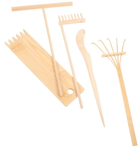 Toyvian 5pcs Zen Garden Rake Bamboo Rake Broom for Diy Craft and Desktop Garden Decor