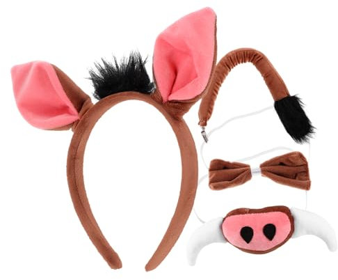 Garneck 4-teiliges Rosa Schweineohren-Kostümset Für Und Erwachsene – Inklusive Künstlicher Nase Fliege Und Tierschwanz – Perfekt Für Ostern Fasching Und Kostümpartys