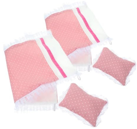 Abaodam 2sätze Miniatur Bettwäsche Set Für Puppenwiege Mit Matratze Kissen Und Decke Rosa Bettwäsche Für Puppenbett Perfektes Zubehör Für Kreative Rollenspiele
