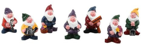 Cikiki Lot de 7 mini nains de jardin - Accessoires de jardin - Figurines de nains miniatures pour pots de fleurs - Pour intérieur ou extérieur - Décoration de jardin féérique