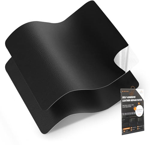 Pelle adesiva per riparazioni, 30×21 cm -2 pezzi ecopelle adesiva, Similpelle adesiva per Riparazioni Patch di in Pelle per Divani, Stivali, Reclinazioni, Borse, Tappezzeria（Nero）
