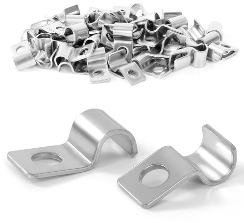 Yesaler Abrazadera para Tubos en U Cable Clips de Acero Inoxidable 6mm Grapas para Cables Pared para Cables Alambres 50 Piezas