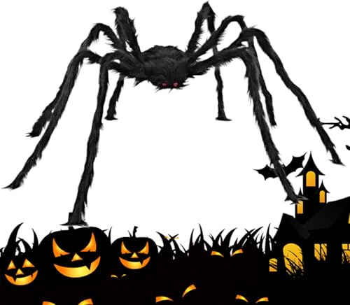 Ragno Finto - Decorazione Ragno Halloween 200 Cm - Decorazione Inquilante Pelosa Per Feste Partie Casa Stregata Giardino Esterno