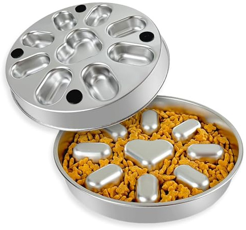 CharmBurst 2 Cups Comedero Lento para Perros con Base Antideslizante, Cuenco Metálico de Acero Inoxidable 304 para Perros Pequeños y Medianos, Comedero para Mascotas Que Comen Rápido