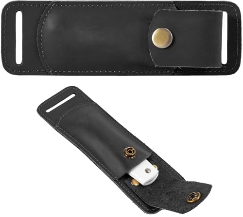 Leather Knife Sheath for Belt，Knife Holster，EDC Pocket Organizer Case Knife Sheath EDC Leather Sheath for Folding Knife (Black)