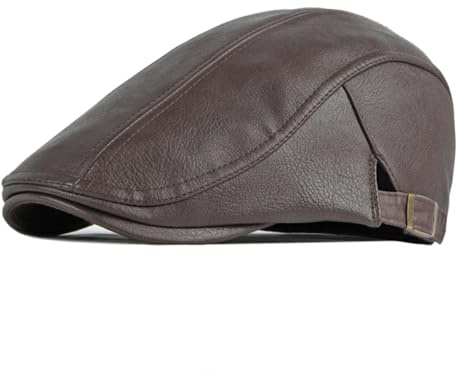 meioro Men's Leather Newsboy Hat Adjustable Flat Cap Classic Golf Newsboy Cap Gatsby Ivy Caps Driving Fishing Beret Hats