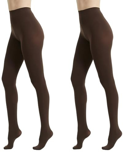 Mayoii 2 Pairs 80D Brown Tights for Women (UK, Alpha, L, Regular, Regular, 2, Brown)