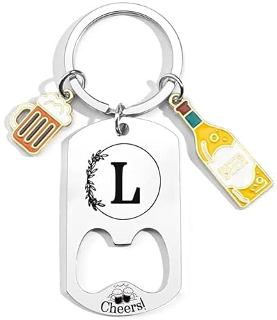 QTZXZX Porte-clés lettre initiale pendentif, porte-clés gravé personnalisé A-Z porte-clés cadeau amis, A-Z 26 lettre initiale pendentif porte-clés – cadeau femme homme anniversaire noël