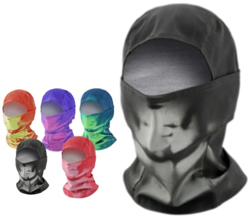 tkerinse Unisex Heat Reactive Balaclava, Heated Color Change Thermal Ski Full Face Wrap, Stretch Color Changing Camouflage Balaclava for Winter Skiing Hiking Biking (Gray to White)