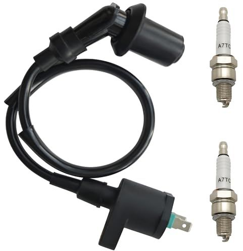 Strongthium Bobina de Encendido GY6 con 2 Bujías A7TC Universal Compatible con Kymco Agility Sym Symphony Malcor IMR Scooter Pit Bike Moto de Cross 50cc 110cc 125cc 150cc Motor 4 Tiempos
