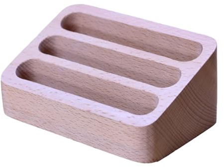 Generisch Visitenkartenhalter aus Holz | Holz-Visitenkarten-Organizer für den Schreibtisch – 3 Kartenfächer, vertikaler Outdoor-Ständer, Desktop-Organizer für Zuhause