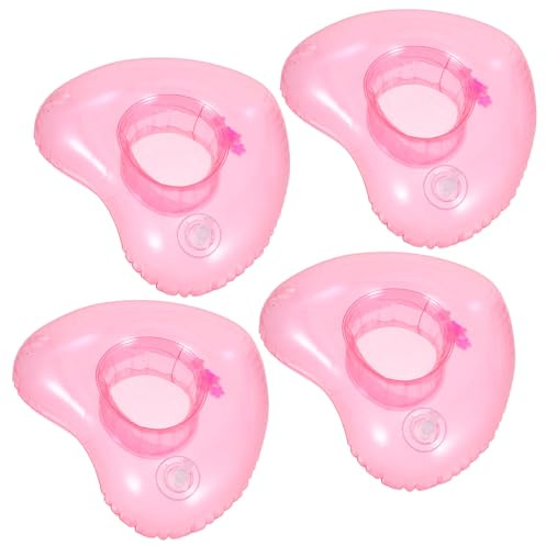 Toyvian Portavasos Inflables en Forma de Corazón 4 Piezas de PVC, Fácil de Inflar y Estable para Fiestas de Verano y Playa