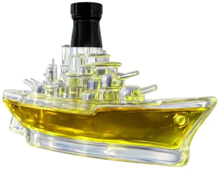 Warship Liquor Decanter - 350ml Glass Whiskey Bottle and Empty Storage Jar | Nautical Boat Decanters for Men, Home Bar, Office Decor | Elegant Spirits Container Birthday, Wedding, Business Meet