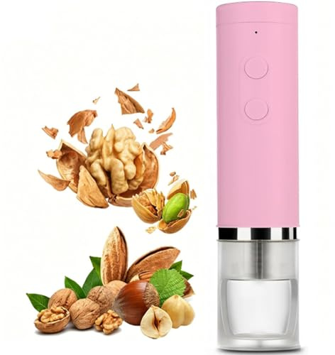 Sgranatore Elettrico di Noci Macchina Sgusciatrice Ad Alta Coppia con Forza di Sgretolamento di 40-50Kg, Design Anti-spruzzo, Funzionamento Automatico con Un Solo Pulsante per Noci Pink
