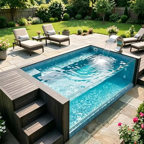 Piscina prefabbricata moderna del contenitore con la finestra di vista, Piscine prefabbricate personalizzate per l'hotel, all'aperto fuori terra piscina impilabile con riscaldatore facoltativo, filtro