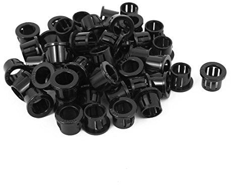 sourcingmap 50 PCS 10mm Mounted Dia Plastic Snap in Cable Hose Bushing Grommet Protector Black