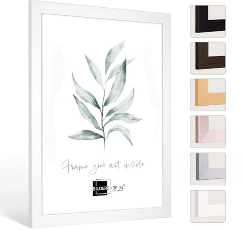 Bildershop-24 Bilderrahmen Monza in Weiss in 50 X 75 Fotorahmen, Wechselrahmen, Posterrahmen, Puzzlerahmen