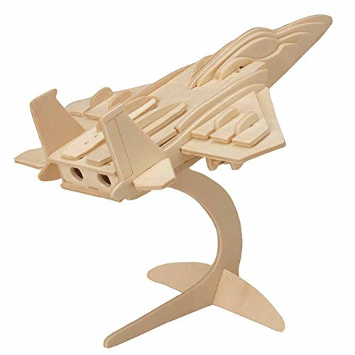 EQLEF 3D Jigsaw Model Woodcraft Kit Wooden Puzzle Toy (Fighter Airplane)