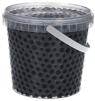 trendfinding 1 Liter Eimer aus Kunststoff mit Deckel Deko Hydro Wasser Perlen Kugeln künstliche Blumenerde Aquaperls Aqualinos zum Dekorieren Ø 0,8 bis 1,2 cm (Schwarz_SM)