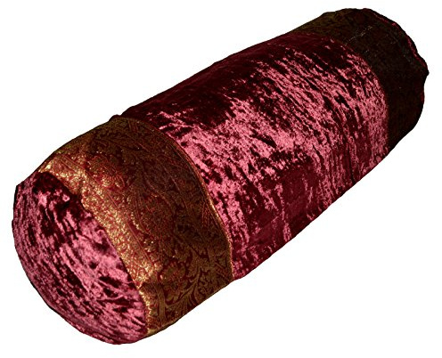 Deko-Kissenbezüge Nackenrolle Kopfkissen Kissenbezug Kissenhülle Samt Brokat Yogakissen Orientalisch (Weinrot)
