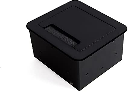 Emuca - Regletas Enchufe, Regleta multienchufe retráctil para empotrar en la Mesa, Base de enchufes multiconector (Enchufe EU Tipo F, USB y HDMI), 145x130mm, Negro