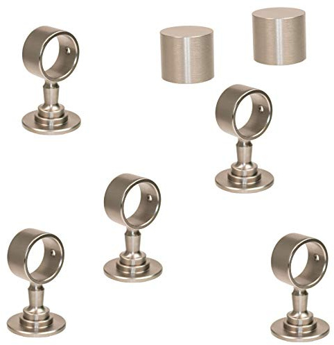 2 Endkappen und 5 Seilträger Nickel matt für 30mm Handlaufseil