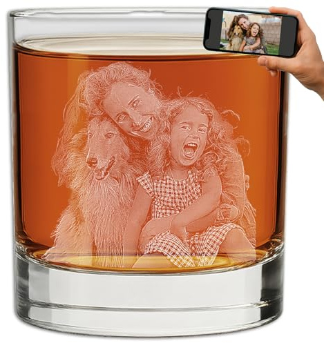 Personalised Engraved 325ml Whisky Glass – Customised Gifts for Men, Custom Whiskey Engraved Image Picture, Unique Birthday Anniversary Wedding Gift, Husband Boyfriend Dad Father Brother Son, Photo