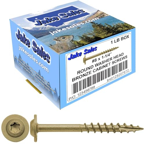 #8 x 1-1/4 Bronze Star Exterior Coated Modified Truss Head Cabinet Wood Screw Torx/Star Drive Head (1 POUND - ~183 Screws) - Multipurpose Exterior Coated Torx/Star Drive Wood Screws
