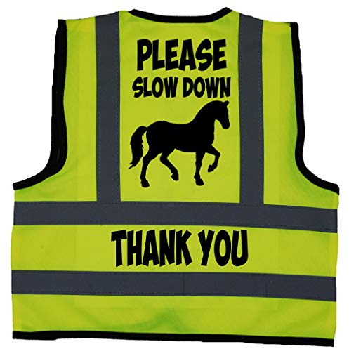 Acce Products Please Slow Down Children Kids Hi Vis Safety Jacket Vest Sizes 0 to 8 Years Optional Personalised On Front