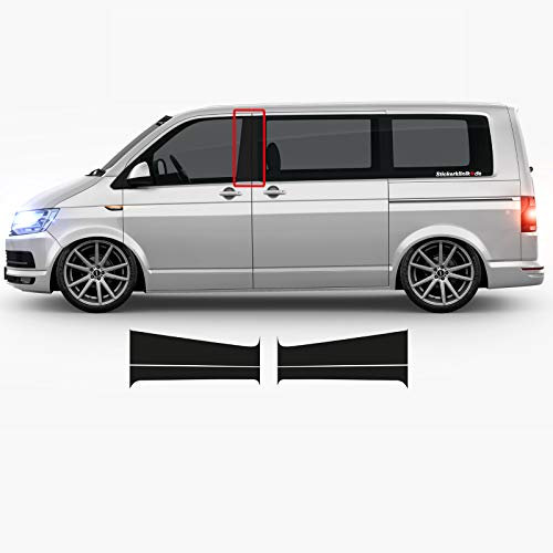 1A Style Sticker Bus B-Säulen Aufkleber MATT SCHWARZ passend für VW T5 und T6, 4 Teiliges Set für Fahrer und Beifahrer Seite
