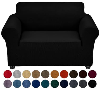 Joccun Stretch Chair Couch Cover,1-Piece Sofa Slipcover Spandex Jacquard Fabric Sofa Covers with Elastic Bottom,Washable Furniture Protector for Dogs,Cats,Kids(Armchair,Wide 35 - 55,Black)
