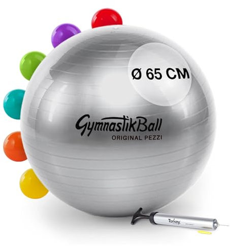 PEZZI Original Ball Standard 65cm Silber Pumpe Gymnastikball Sitzball