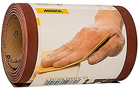 Mirka - papel de lija abrasivo rojo 115 mm x 5 m grano P40 | Rollo de papel abrasivo P40 ideal para lijar madera metal plástico compatible con herramientas eléctricas y discos abrasivos