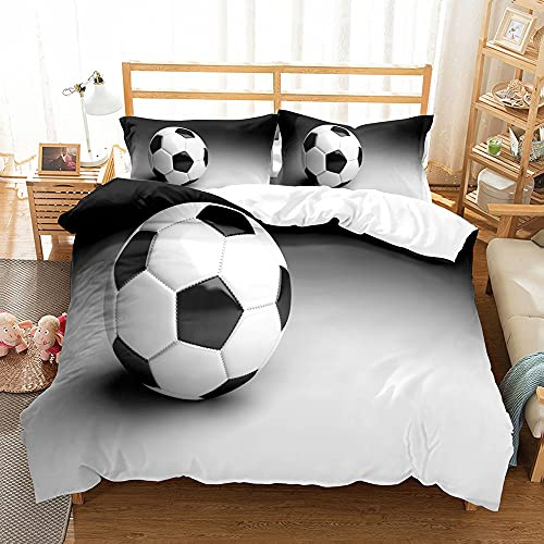 XYWJD, Copripiumino una Piazza e Mezza Calcio 3D, Set di Biancheria da Letto in Microfibra Morbido Antiallergico con Cerniera, 1 Copripiumini 200x200 cm e 2 Federe 50x80 cm