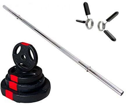 POWER-XTREME 22kg Aerobic/Gymnastik Hantelset Pump-Set, 30mm | 140cm Langhantelstange, gerändelt mit Hantelscheiben aus Kunststoff (Gripper)