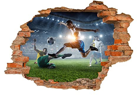 223 Wandtattoo Fußball - Loch in der Wand - Größe 1250 x 870 mm - in 6 Größen - Kinderzimmer Sticker Wandaufkleber Wanddeko Wandbild