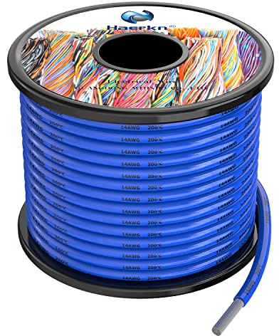 2.0mm² Cable Alambres eléctrico de silicona de 14awg azul 10 metros Cable de cobre estañado trenzado sin oxígeno Resistencia a altas temperaturas