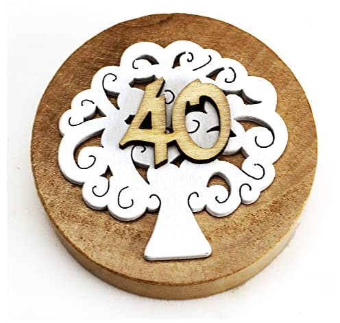 DLM32778 (Kit 6 Pezzi) Apri Bottiglie Apribottiglie con Calamita Moderno Design Tondo in Legno + Scatolina bambù Albero della Vita 40 Quarantesimo Compleanno Nozze Anniversario Matrimonio bomboniera