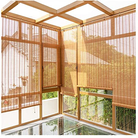 Tapparella Avvolgibile Bamboo, Tenda a Rullo in Bamboo Naturale, Tenda a Rullo in bambù retrò Tende alla Veneziana Tenda da Sole,per Casa,Ufficio,Cucina,W185xH220cm/W72.83xH86.61in