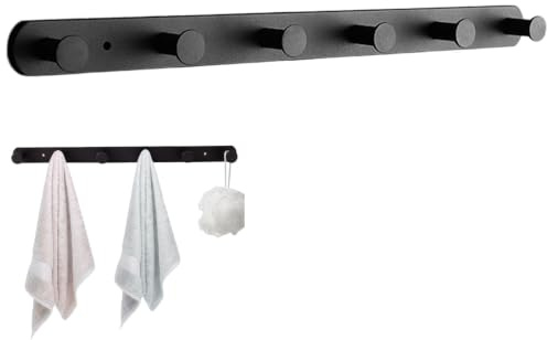 Molyorch Garderobenleiste Schwarz, Wand Garderobenleiste, Kleiderhaken Wand, Hakenleiste Kleiderhaken Schwere, für Badezimmerhandtuch, Schlafzimmerkleidung, Küchentücher (Schwarz)