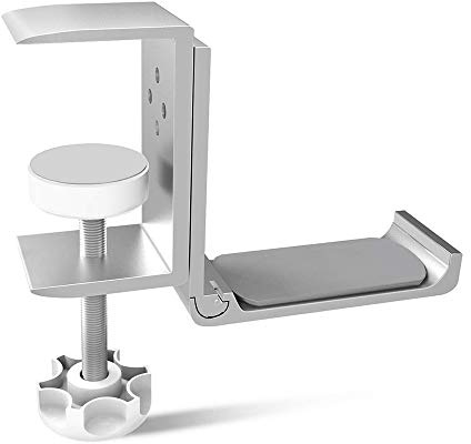 KD Essentials Kopfhörer Halterung & Headset Haken für mehr Ordnung auf dem Schreibtisch und im Büro, Gaming Headset Halter – werkzeugfreie Montage an der Tischkante (hochfestes Aluminium, Silber) | Headset-Halter mit werkzeugfreier Tischklemmen-Montage – hält Kopfhörer & Gaming-Headsets, hochfestes Aluminium