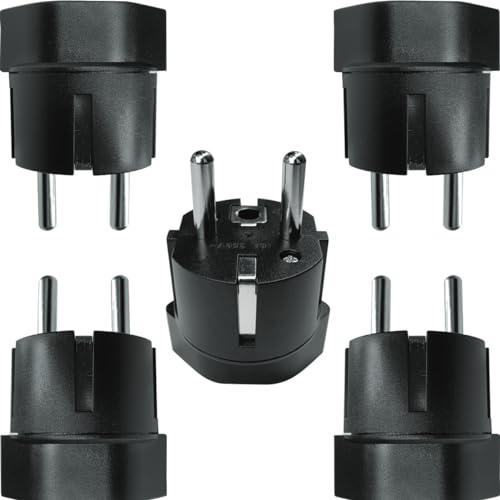 Schweiz/Liechtenstein auf EU Adapterstecker, Schweizer 3-polige Stecker auf 2-poliger DE/FR/IT/ES Steckdose für Schweiz/Liechtenstein Besucher (5 Stück Schwarz)