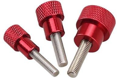 NORAZE M3 M4 M5 M6 M8 M10 Handgriffknopfschrauben Aluminiumlegierung + Edelstahl Rändelschraube Roter Griff Stufenschraube (Color : Red 5PCS, Size : M5x20-D16x20)