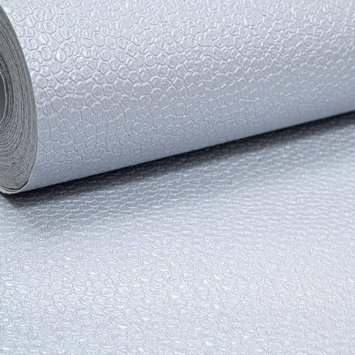SOPHIE LAURENCE Light Blue Wallpaper Vinyl Textured Plain Grain Effect Silver Metallic Vinyl Non-Pasted Wallpaper Feature Wall Snake Print Bedroom Hallway 10m x 0.53m