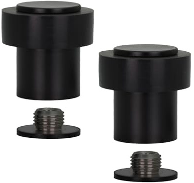 EVI Herrajes | 2er SET - Türstopper aus Schwarz Edelstahl |Ø24x35mm | Gewindebasis | Schwarz Natursilikonkautschuk | inkl. Schraube + Klemmdübel | I-181