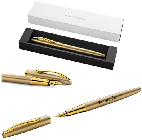 Pelikan Jazz® Noble Elegance P36 Füllhalter mit Gravur Geschenk - einzigartige Stifte mit Namen - personalisierte Geschenke - Füllfederhalter personalisiert (Gold Gelb)