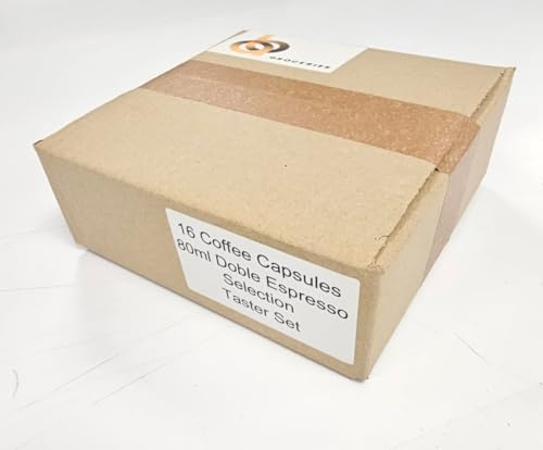 16x Coffee Capsules Pod for Vertuo Machines | Taster Set with Biscuits, Chocolate, Sugar or Milk in Gift Box (80ml Double Espresso Cup)