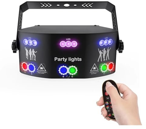 Luces de escenario LED Proyector de luz RGB for DJ, 15 ojos, DMX, estroboscópico remoto, efecto de iluminación de escenario, fiesta de Navidad, vacaciones, luces de Halloween para festival fiesta even