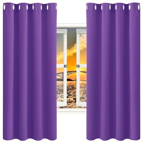 GAIFNAG Gardinen mit Kräuselband 100 x 270 cm Wärmeisolierend, Vielen Farben Und Ausführungen Schlafzimmer Ösen Thermo Vorhang für Fenster, Zuhause, Terrasse, Lila